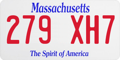 MA license plate 279XH7