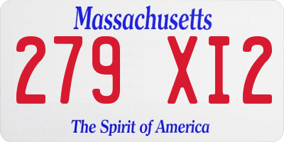 MA license plate 279XI2