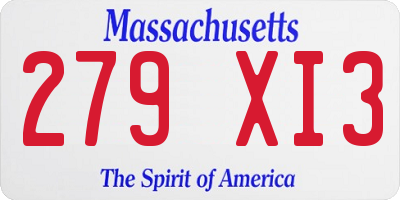 MA license plate 279XI3