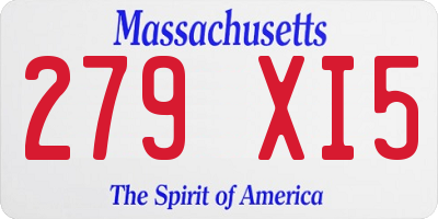 MA license plate 279XI5