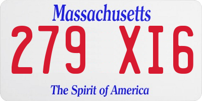 MA license plate 279XI6