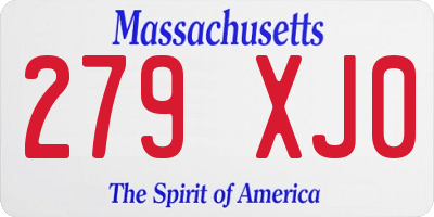 MA license plate 279XJ0