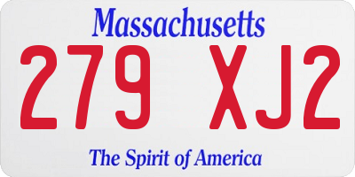 MA license plate 279XJ2