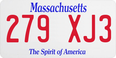 MA license plate 279XJ3