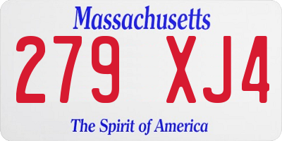 MA license plate 279XJ4