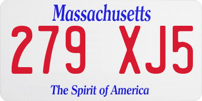 MA license plate 279XJ5