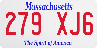 MA license plate 279XJ6
