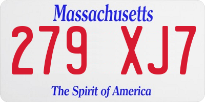 MA license plate 279XJ7