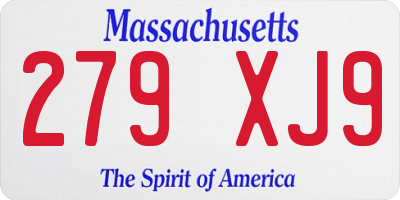 MA license plate 279XJ9