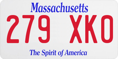 MA license plate 279XK0