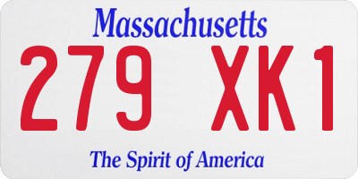 MA license plate 279XK1