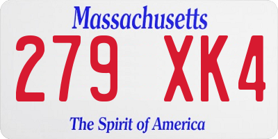 MA license plate 279XK4