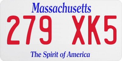 MA license plate 279XK5