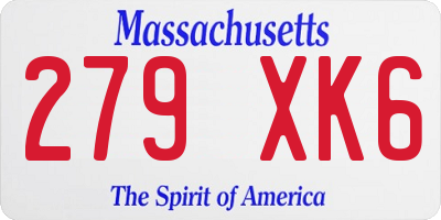 MA license plate 279XK6