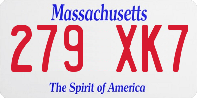 MA license plate 279XK7