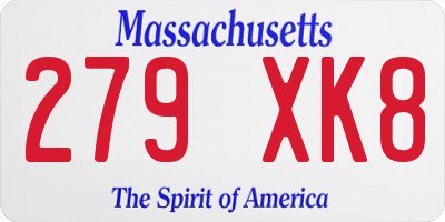 MA license plate 279XK8