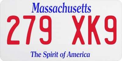 MA license plate 279XK9