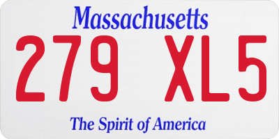 MA license plate 279XL5