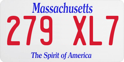 MA license plate 279XL7
