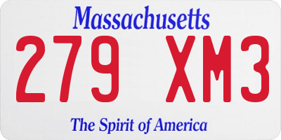 MA license plate 279XM3