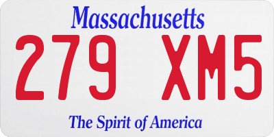 MA license plate 279XM5