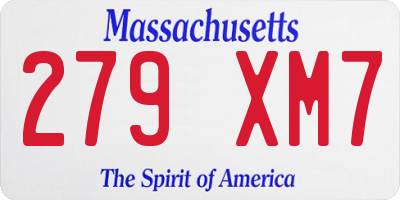 MA license plate 279XM7