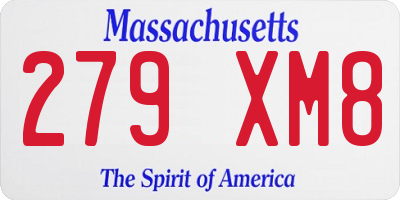 MA license plate 279XM8