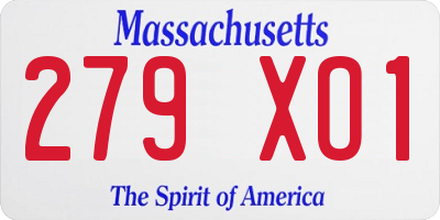 MA license plate 279XO1