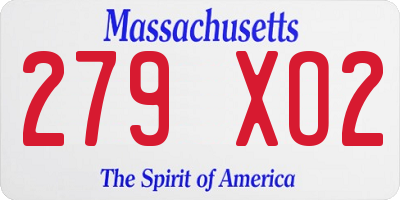 MA license plate 279XO2