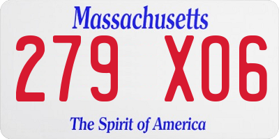 MA license plate 279XO6