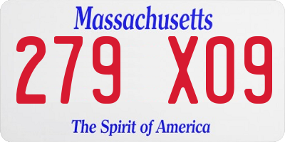 MA license plate 279XO9