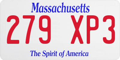 MA license plate 279XP3