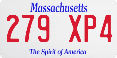 MA license plate 279XP4