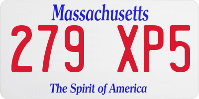 MA license plate 279XP5