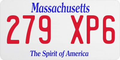 MA license plate 279XP6