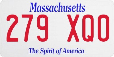 MA license plate 279XQ0