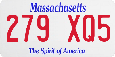 MA license plate 279XQ5