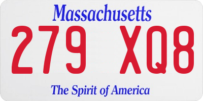 MA license plate 279XQ8
