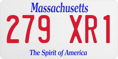 MA license plate 279XR1