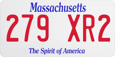 MA license plate 279XR2