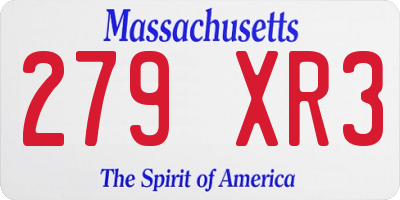 MA license plate 279XR3