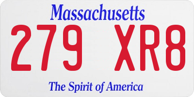 MA license plate 279XR8