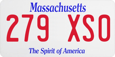 MA license plate 279XS0