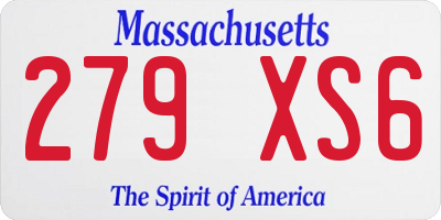 MA license plate 279XS6