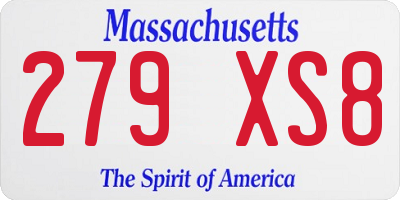 MA license plate 279XS8