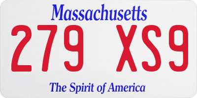 MA license plate 279XS9