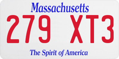 MA license plate 279XT3