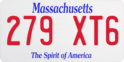 MA license plate 279XT6