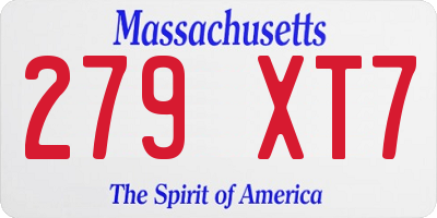 MA license plate 279XT7