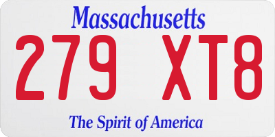 MA license plate 279XT8